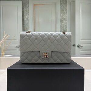 Chanel Elegant Gray Quilted Shoulder Bag